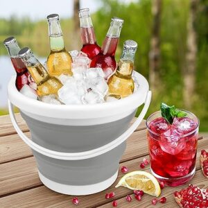 Collapsible Mop Bucket and Ice Bucket-5L(1.3 Gallon) Household Cleaning Silicone Dust Mops Bucket with no Wringer Set,Portable Bathroom Cleaning Supplies Bucket for Cleaning Caddy Spin Mops for Floor - Image 3